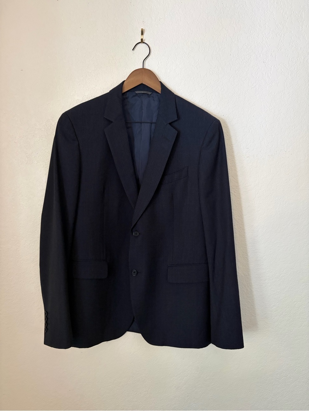 John Varvatos Navy Wool Super 100s 2-Piece Interview Suit 42R Button Cupro Lined